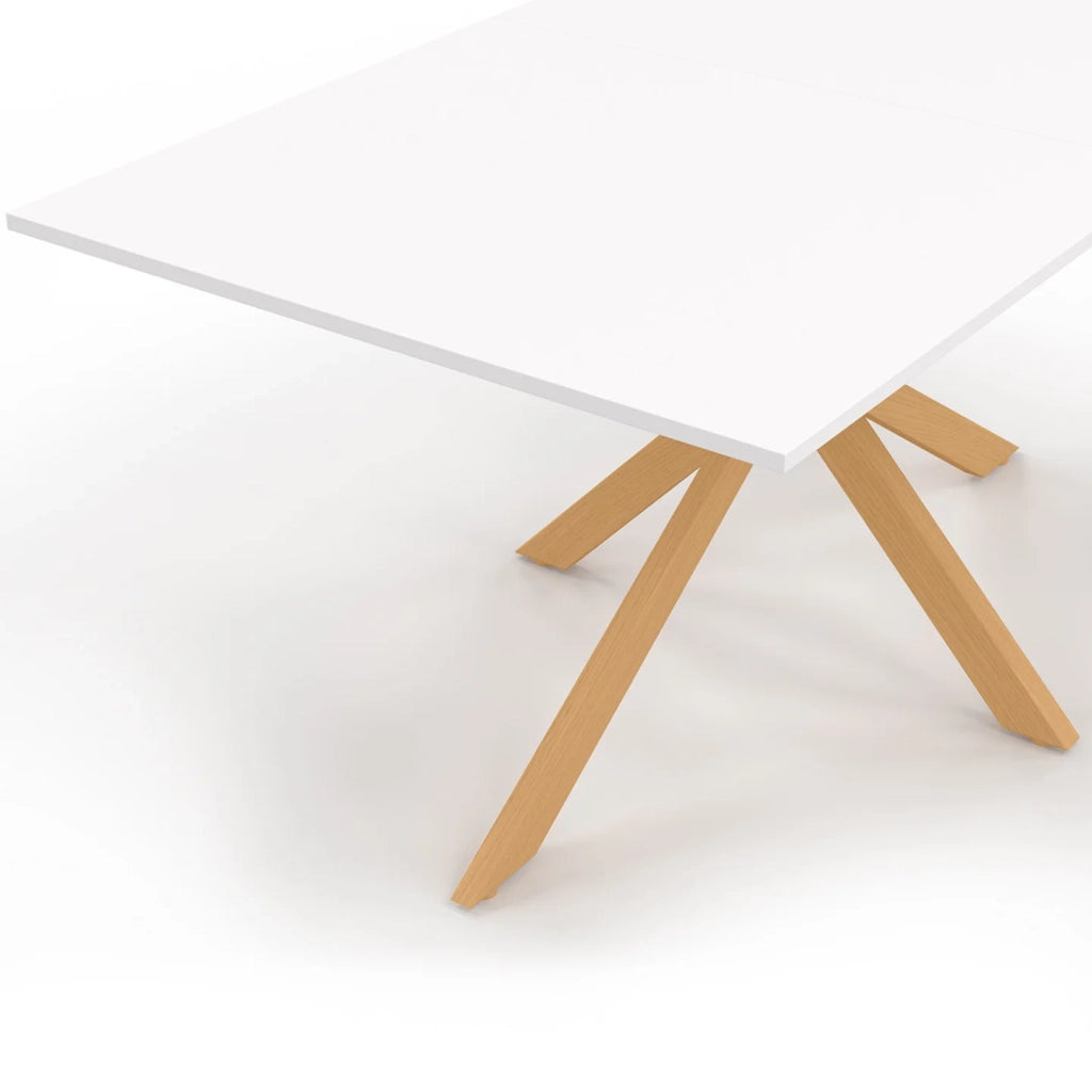IDMarket - Tavolo da pranzo rettangolare per 8 persone GISELE con gamba a ragno in legno e piano bianco 160 cm