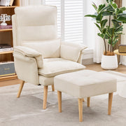 POLTRONA Relax con poggiapiedi 85x78,5x112 cm in lino beige