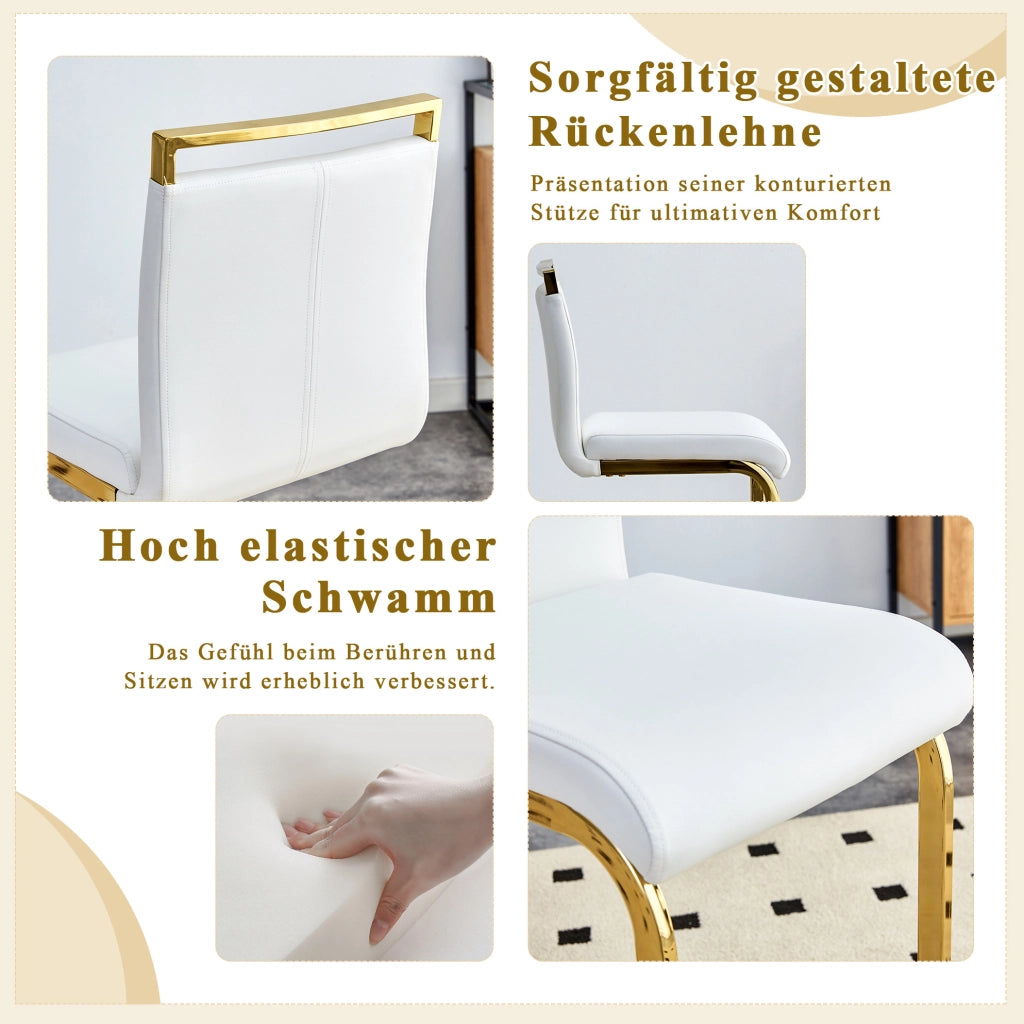 Set di 2 sgabelli da bar bianchi e oro in PU, h 96,5 cm