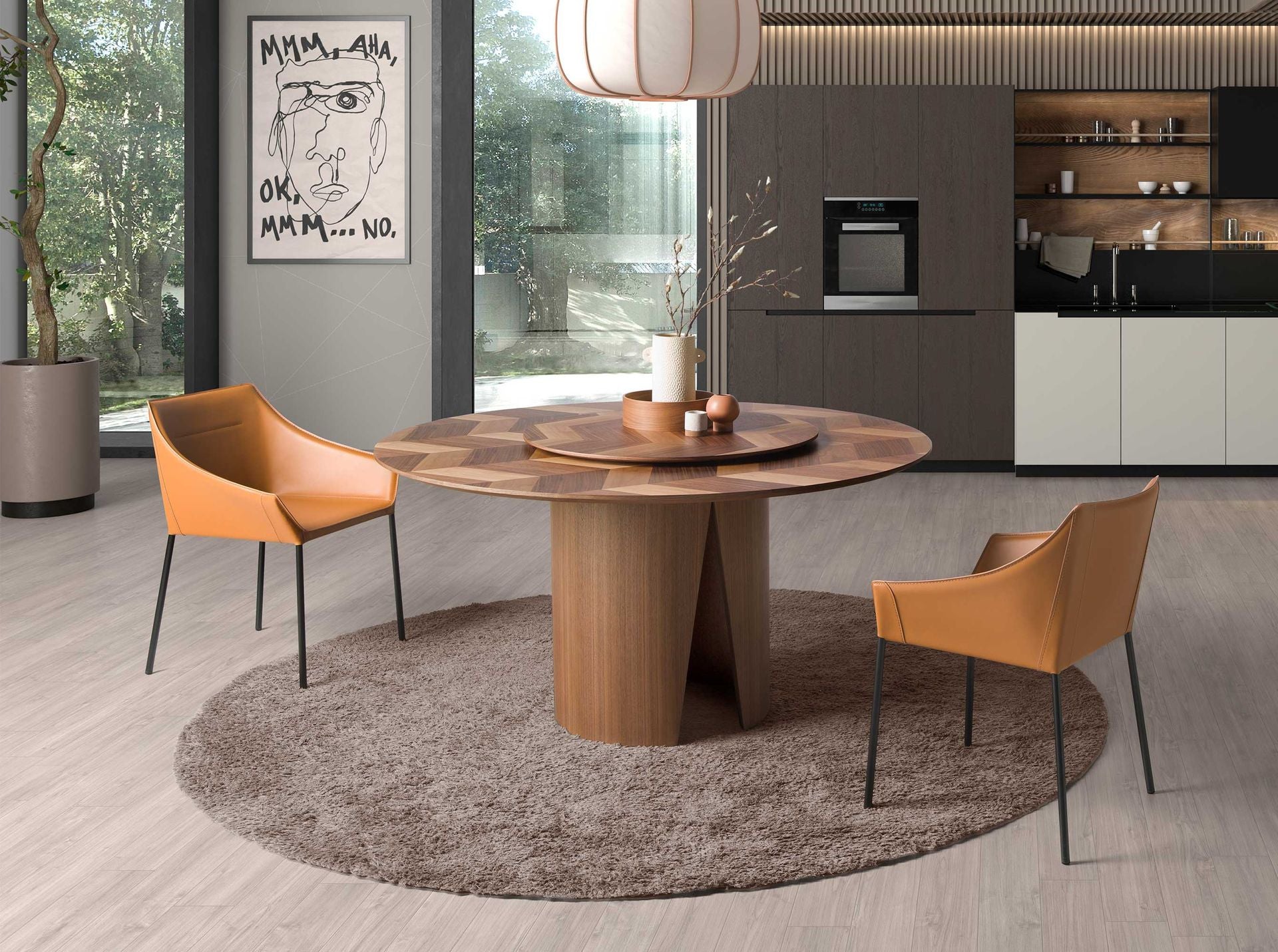 Tavolo da pranzo rotonda noce