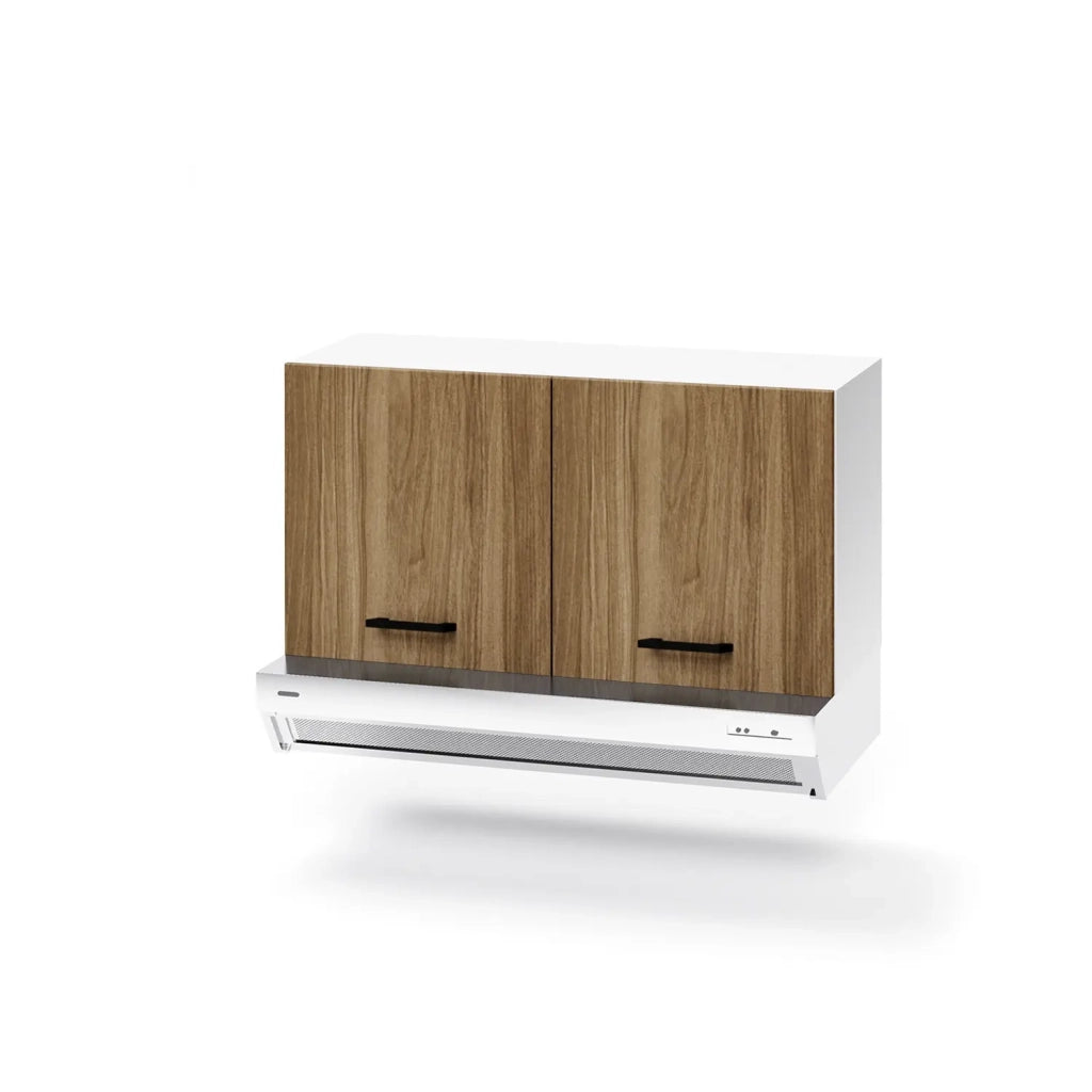 Pensile sopracappa Noce Naturale con 2 ante da cucina Cm 90x32xh49