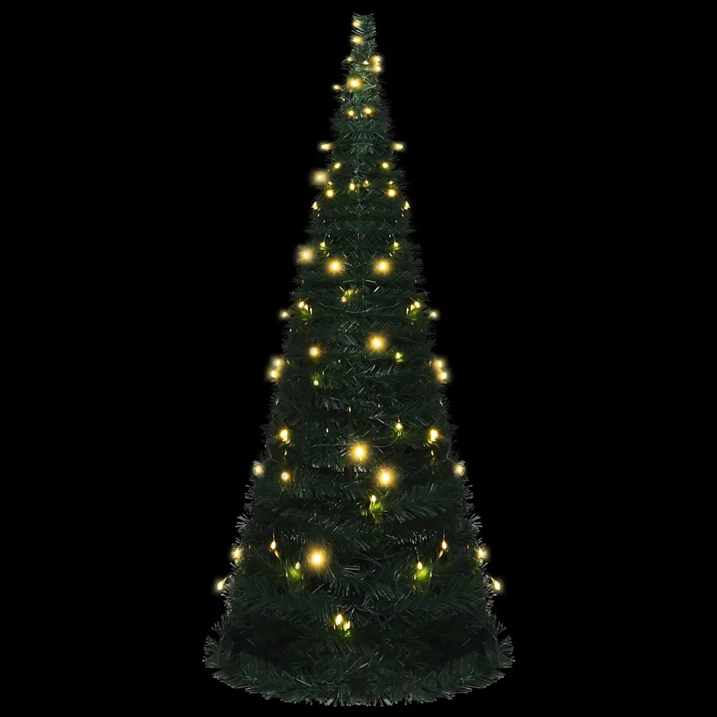 Albero di Natale Artificiale-Albero Natalizio Apribile Preilluminato Verde 210cm