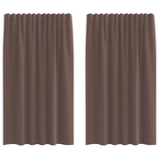 Tende in Voile con Tasche per Aste 2 pz Marrone