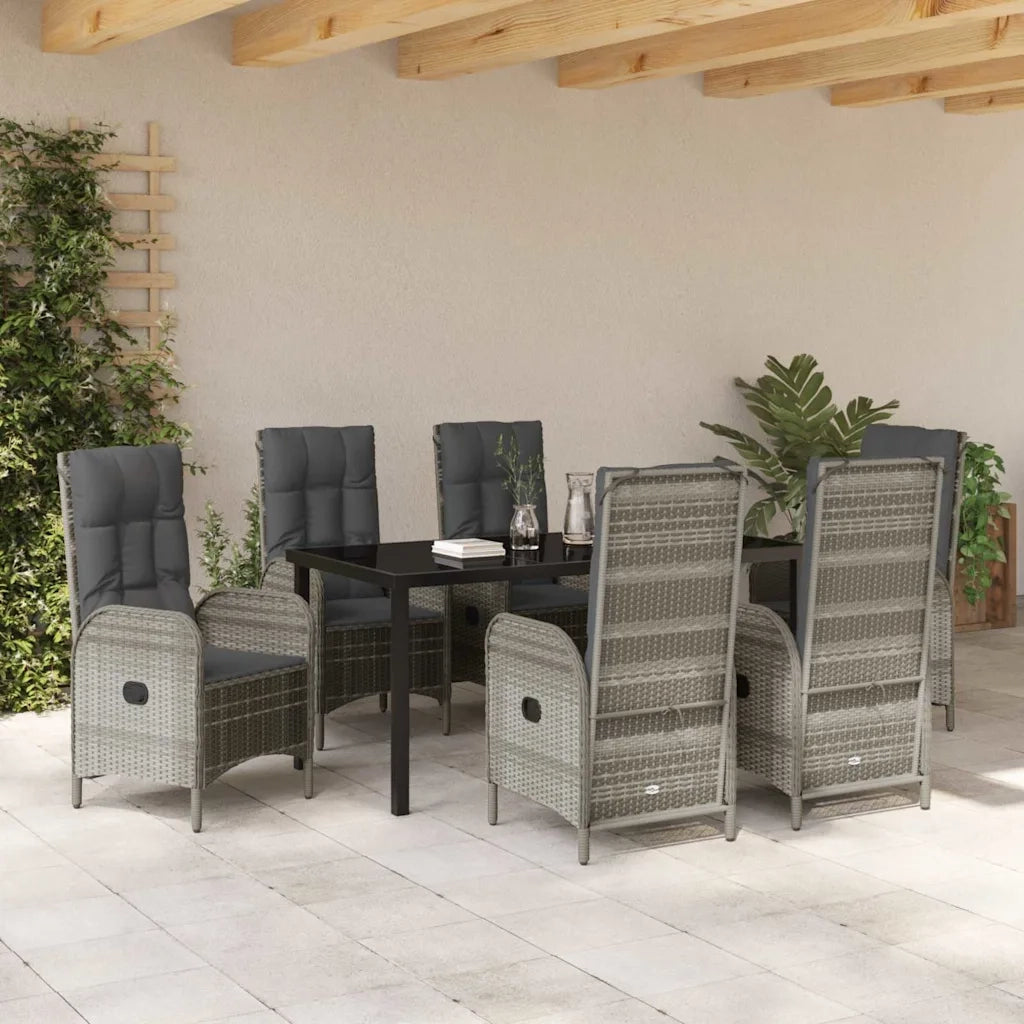 Set da Pranzo per Giardino con cuscino 7 pcs Grigio polyrattan 3380131
