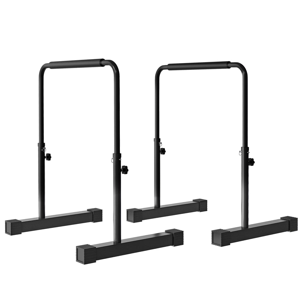 Dip Bar regolabile in altezza 80-100 cm, struttura in acciaio, base stabile con piedini antiscivolo, nero