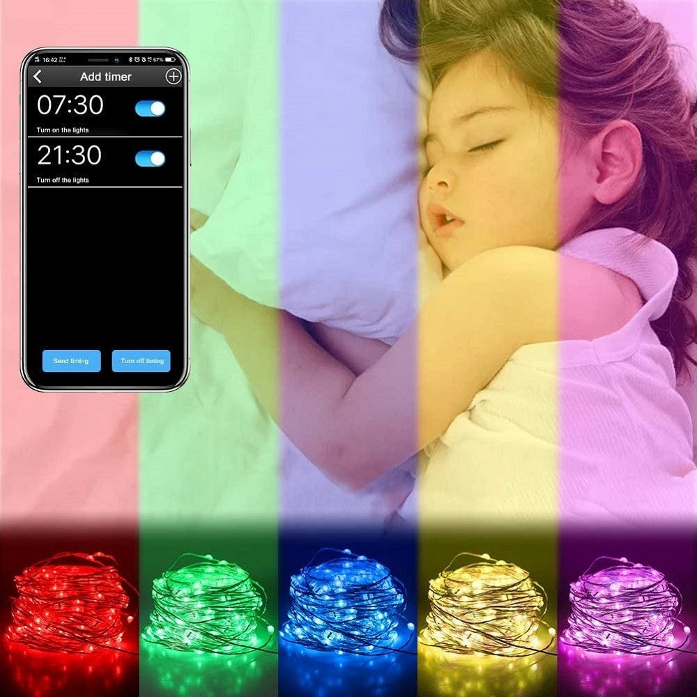 Trade Shop - Luci Natalizie A Strisce Led App 10mt Usb Bluetooth Decorative Per Albero Natale -