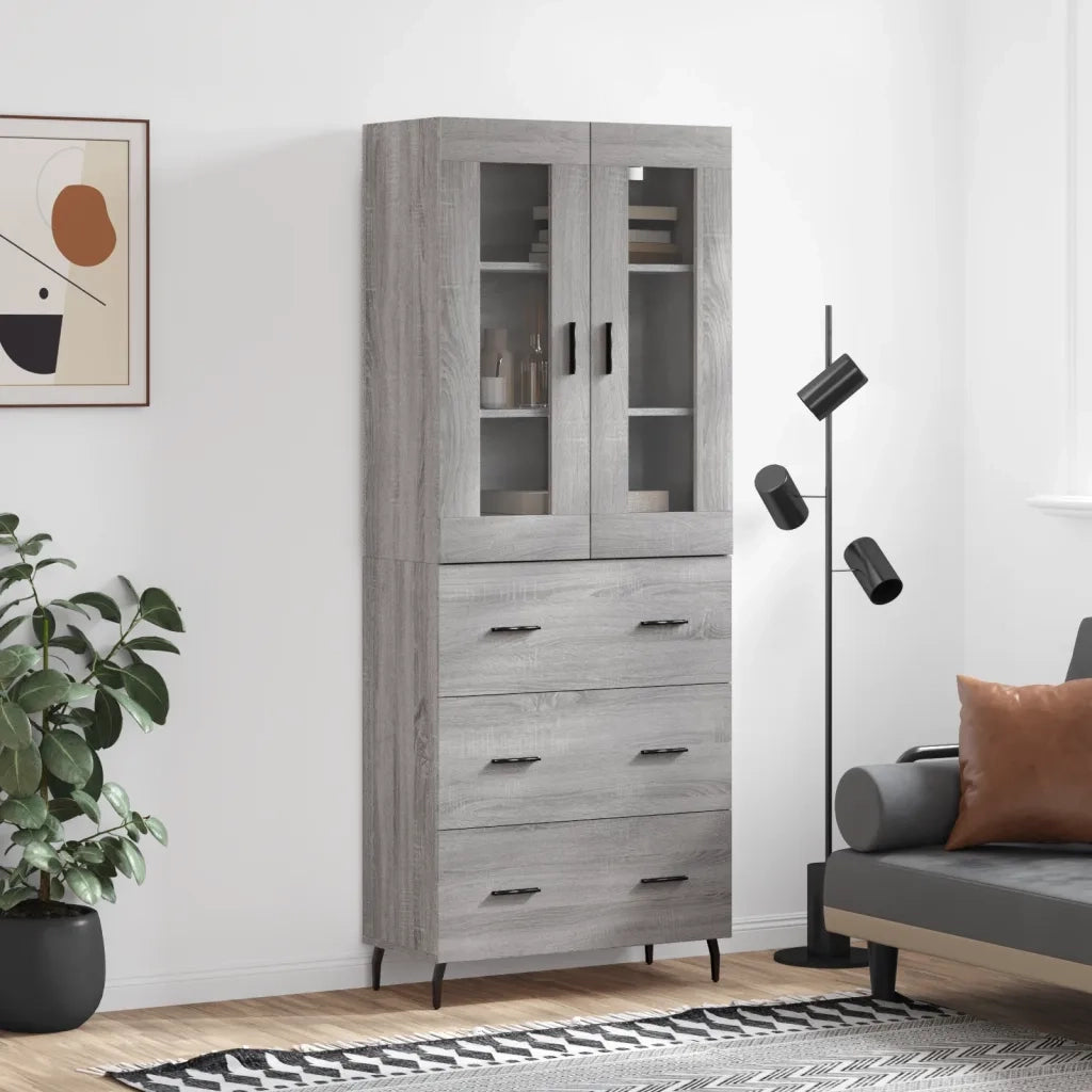 Credenza | Madia | Buffet da pranzo | Armadio da pranzo Grigio Sonoma 69,5x34x180 cm in Legno Multistrato