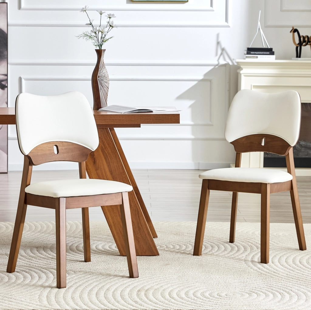 Set di 2 sedie da pranzo con schienale a farfalla; seduta imbottita in legno; bianco