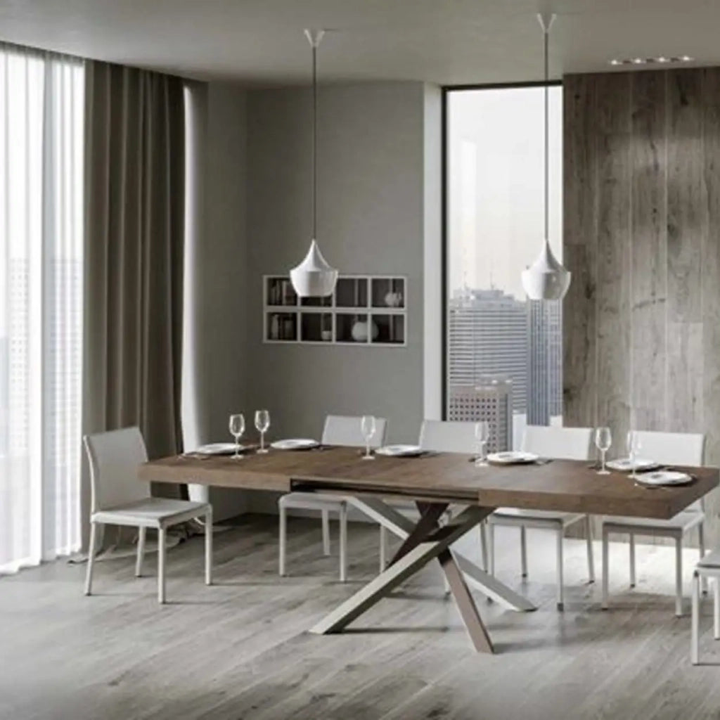 Tavolo allungabile 140/400x90 cm Volantis colore noce gambe multicolore 4/C