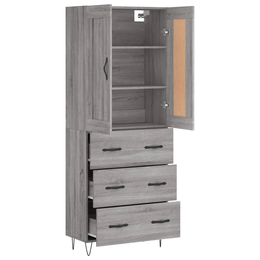 Credenza Grigio Sonoma 69,5x34x180 cm in Legno Multistrato 3199783