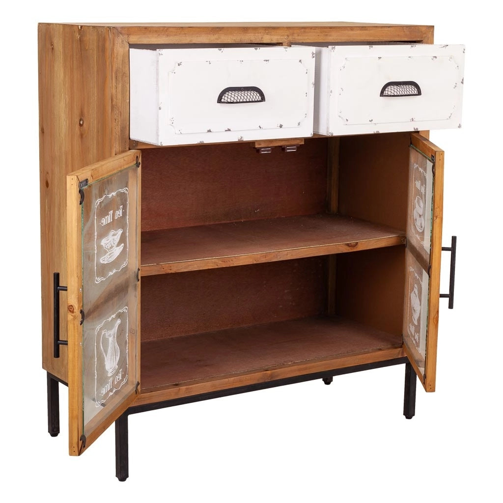 Mobile da ingresso in legno e metallo marrone 80x36,5x91h