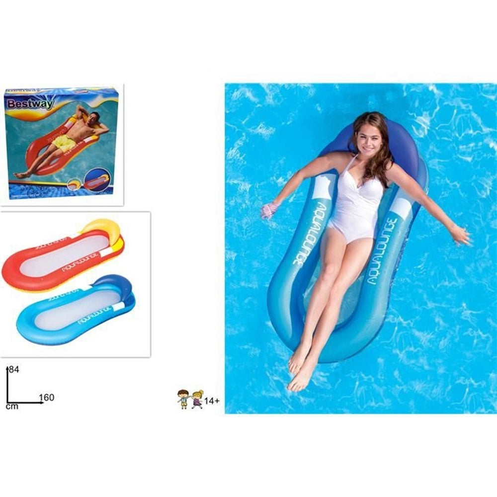 Trade Shop - Amaca Poltrona Lounge Materassino 160x84 Cm Rossa Blu Gonfiabile Mare Piscina 43103 -