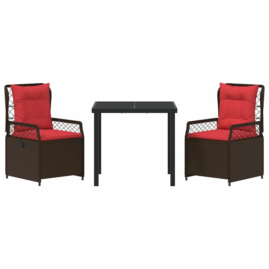 Set da Pranzo per Giardino 3 pcs Marrone polyrattan 3381044