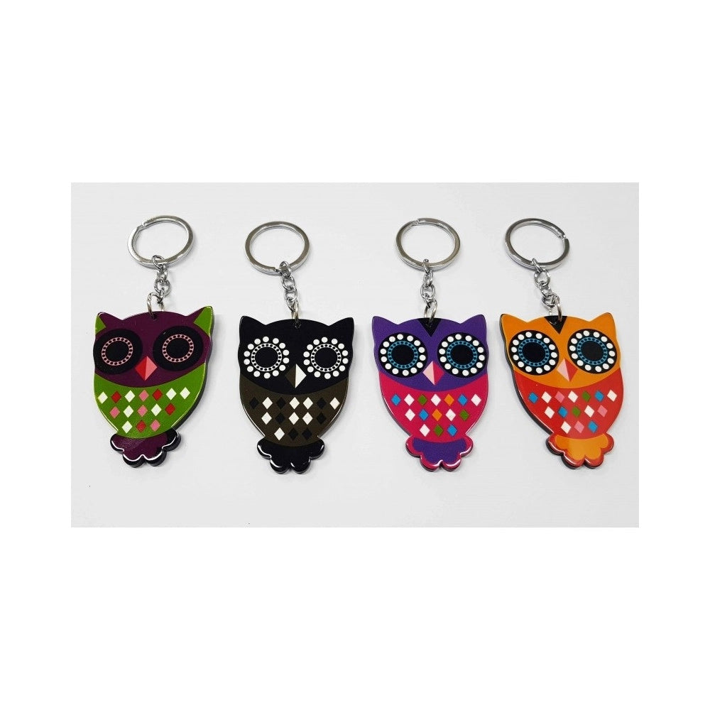 Trade Shop - Set 12 Bomboniera Gufo Gufi Colorati Civetta Portafortuna Compleanno Portachiavi -