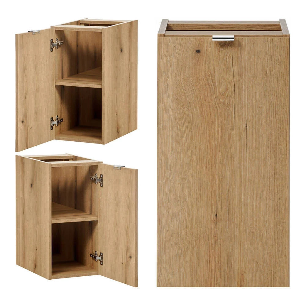 Set mobili da bagno contenitore con specchio effetto rovere 03_0009425