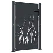 Cancello da giardino-Porta da giardino antracite 105x155 cm in acciaio design erba