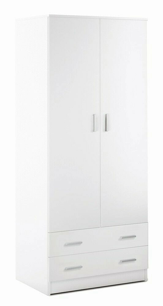 Armadio 2 ante 2 cassetti H182 L77 P52 Cm colore Bianco Liscio 456k Sarmog