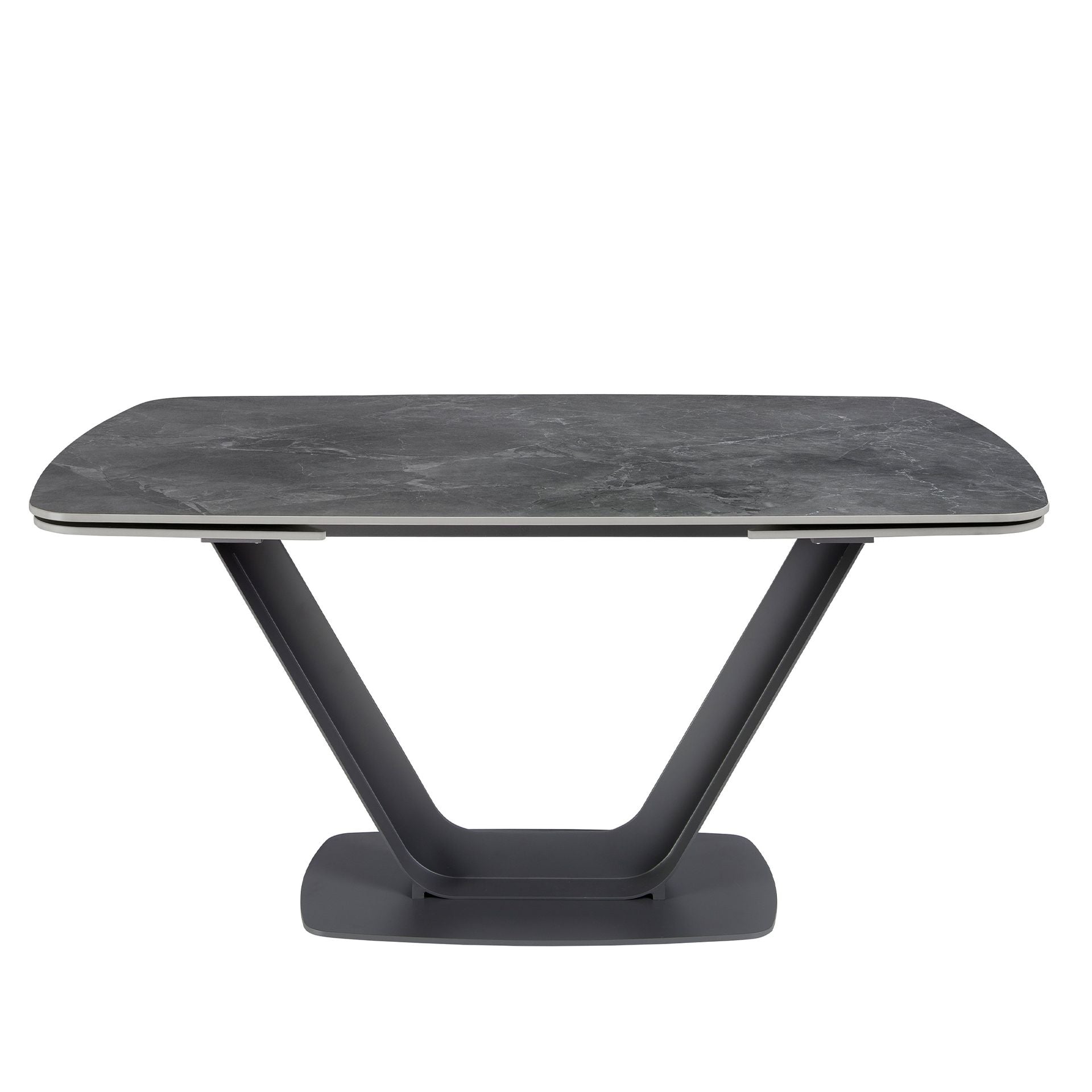 Tavolo da pranzo allungabile barile ovale marmo porcellanato e acciaio nero