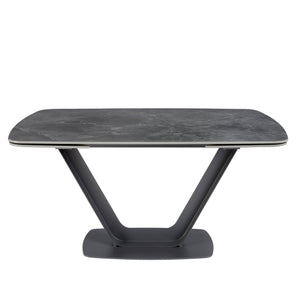 Tavolo da pranzo allungabile barile ovale marmo porcellanato e acciaio nero