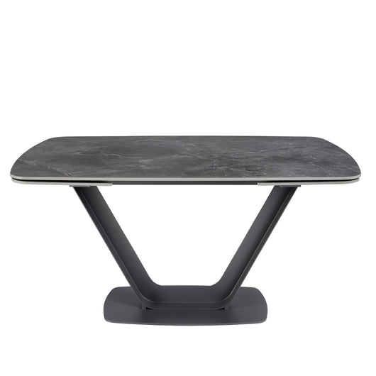 Tavolo da pranzo allungabile barile ovale marmo porcellanato e acciaio nero