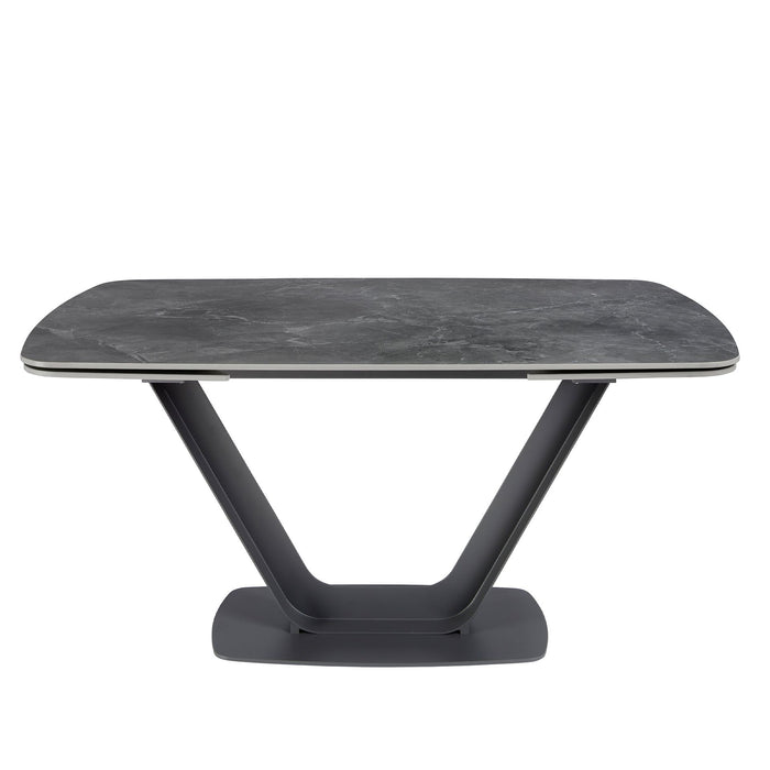 Tavolo da pranzo allungabile barile ovale marmo porcellanato e acciaio nero