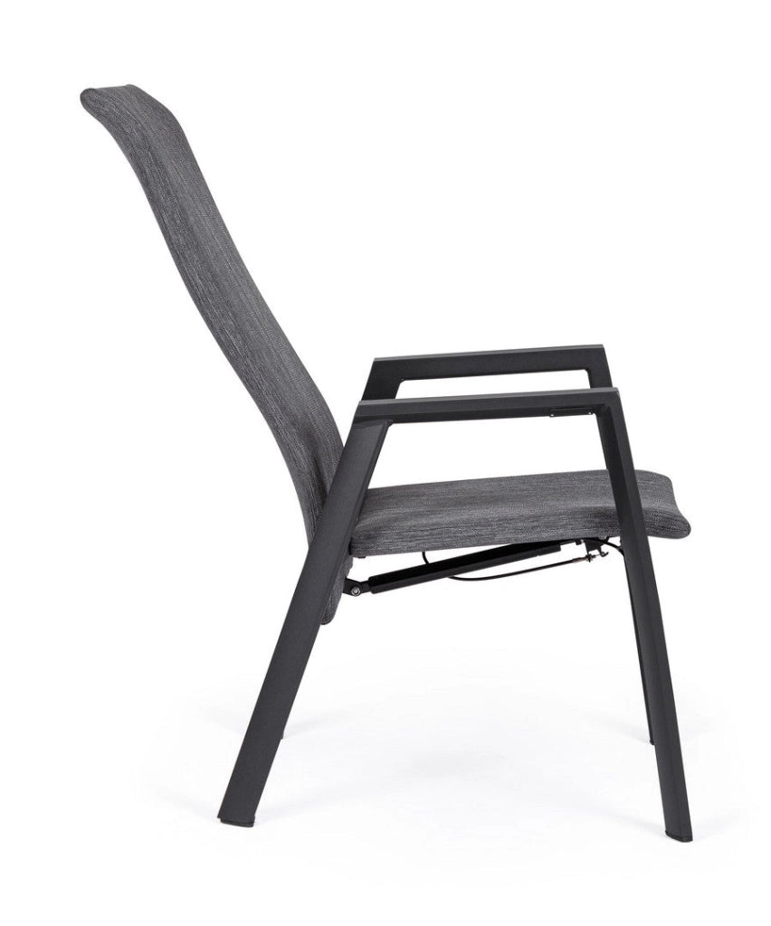 Set 4 Sedie con Braccioli da Giardino 59.5x72x111 cm in Alluminio Ethan Antracite