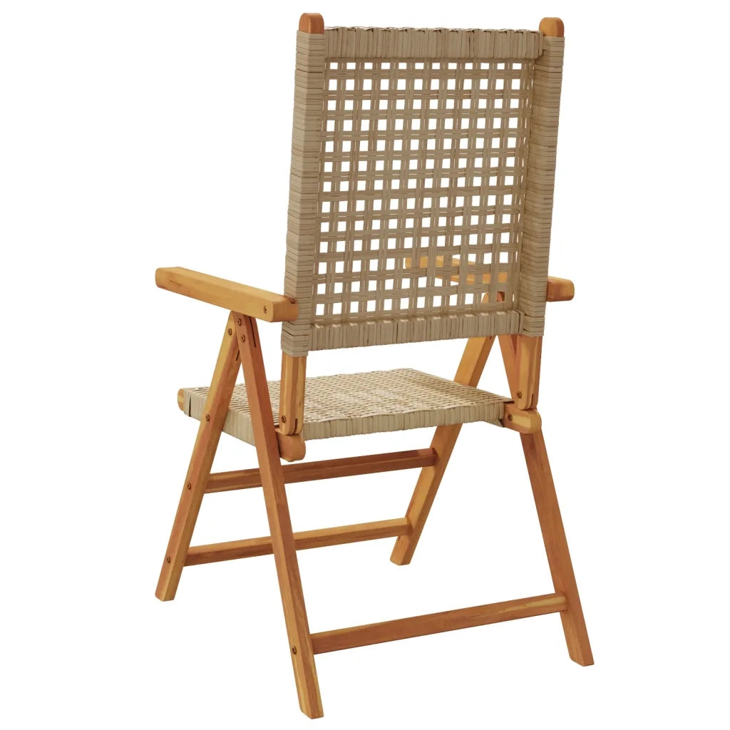 Sedie da Giardino 2 pz | Sedie da Esterno Beige Legno Massello Acacia e Polyrattan