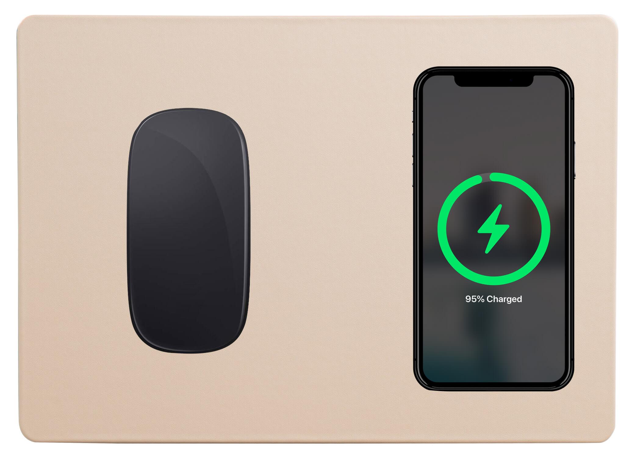 Tappetino per Mouse 20,5x30,5x0,5 cm con Base di Ricarica Wireless Caffè