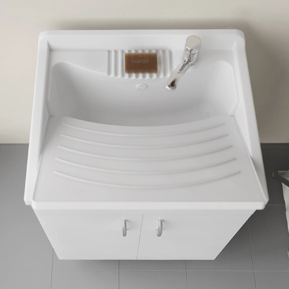 Mobile lavatoio 60 x 50 in legno con asse e kit di scarico incluso Fedra
