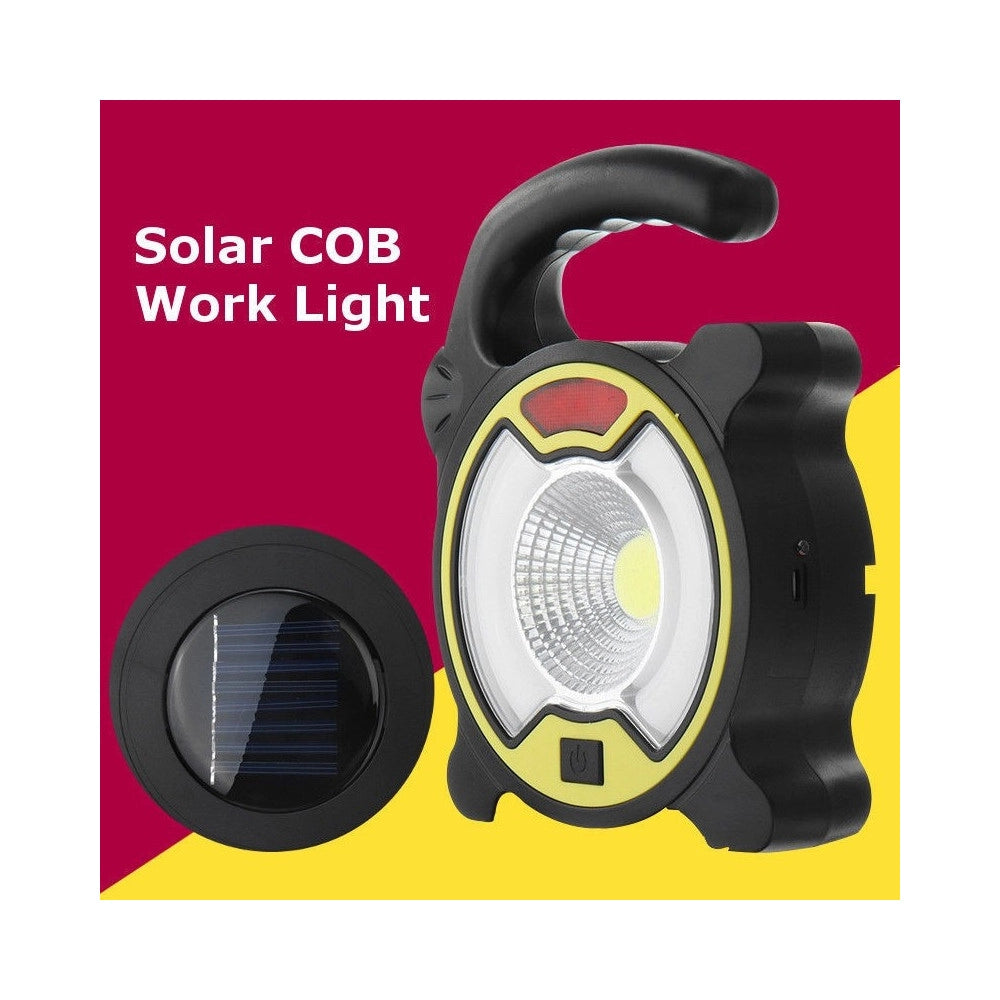 Trade Shop - Torcia Led Cob Emergenza Luce Faro Da Lavoro Ricaricabile Con Pannello Solare -