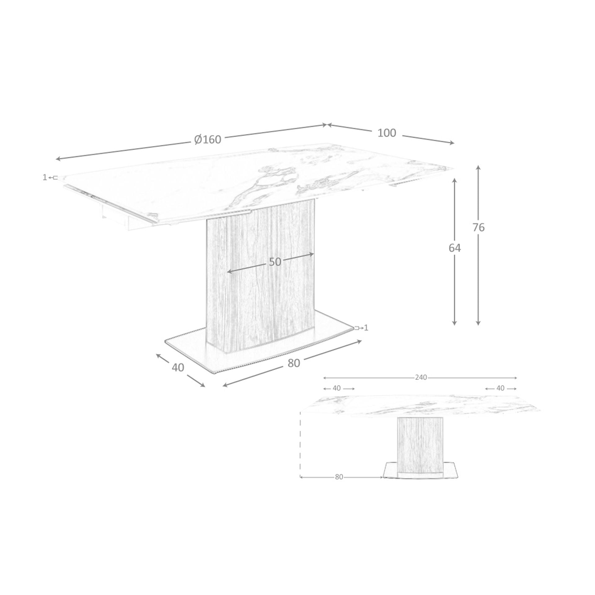 Tavolo da pranzo allungabile barile ovale marmo porcellanato e noce
