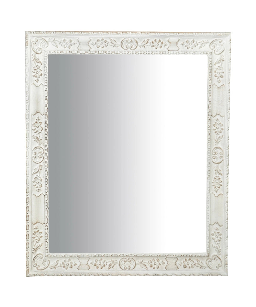 Biscottini SPECCHIERA DA PARETE VERTICALE/ORIZZONTALE IN LEGNO FINITURA BIANCO ANTICATO RETTANGOLARE MADE IN ITALY