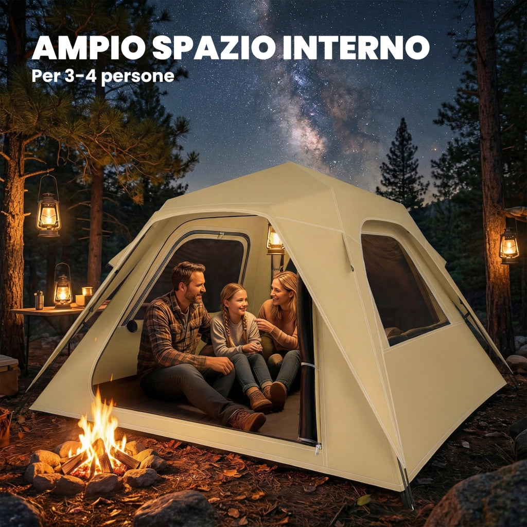 Tenda Pop-Up con Finestre in Rete e Borsa ¨C zephmum ¨C Cachi 240x240x160 cm
