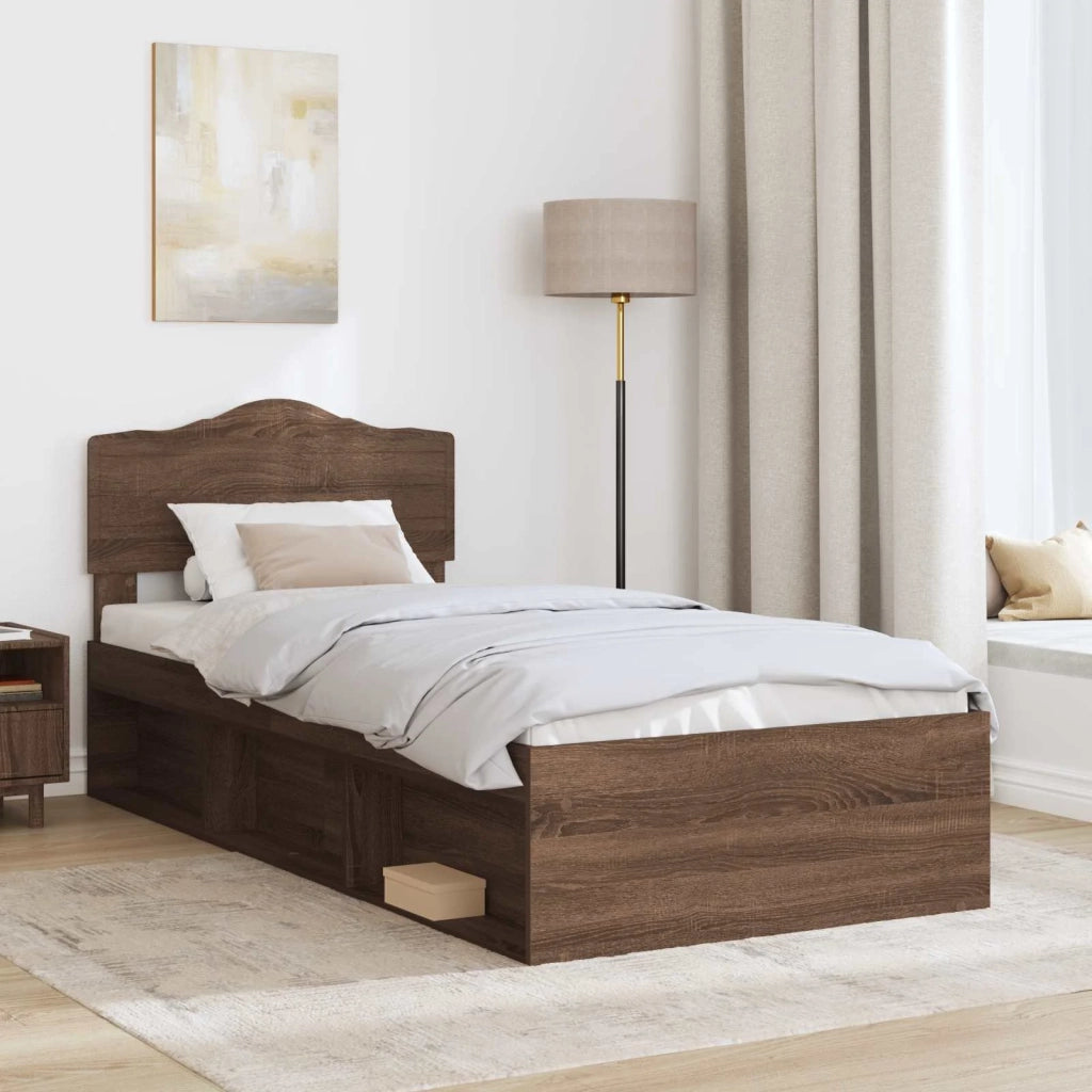 Struttura del letto Rovere Marrone 100 x 200 cm Pino massello 3412940