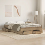 Rete Letto con Cassetti Rovere Artigianale 120x200 cm Legno Ingegnerizzato