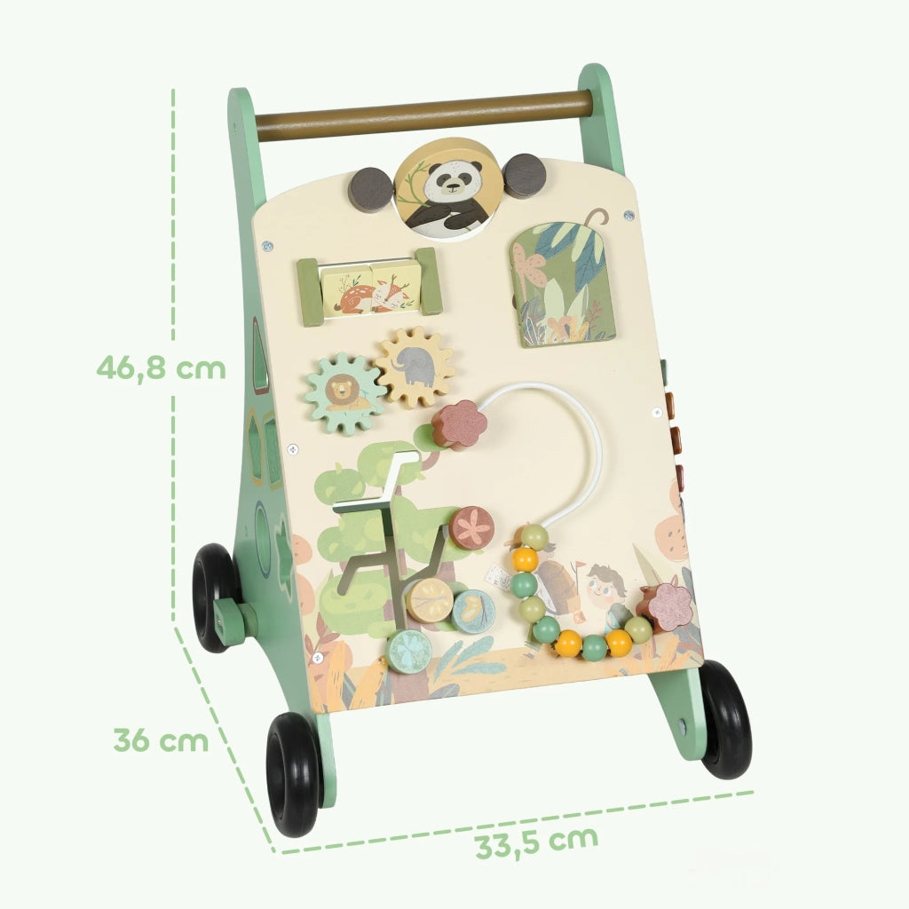 Girello per neonati carrello primi passi 33.5 x 36 x 46.8 cm controllo della velocità ruote silenziose scandinavo in legno verde 21_0000759