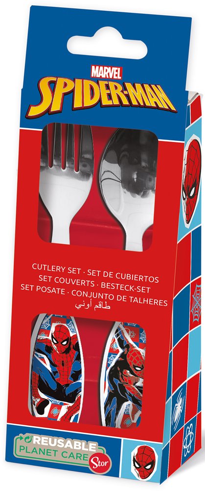 Set 2 posate per bambini in acciaio Spiderman