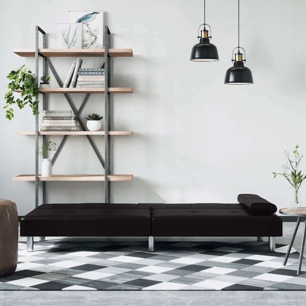 Divano letto | Sof¨¤ letto | Letto singolo con Portabicchieri in Similpelle Nero
