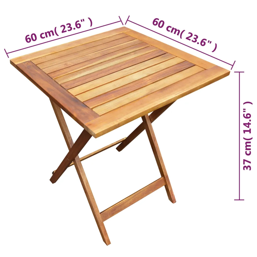 Set da Bistrot 3 pz Pieghevole in Legno Massello di Acacia 44015