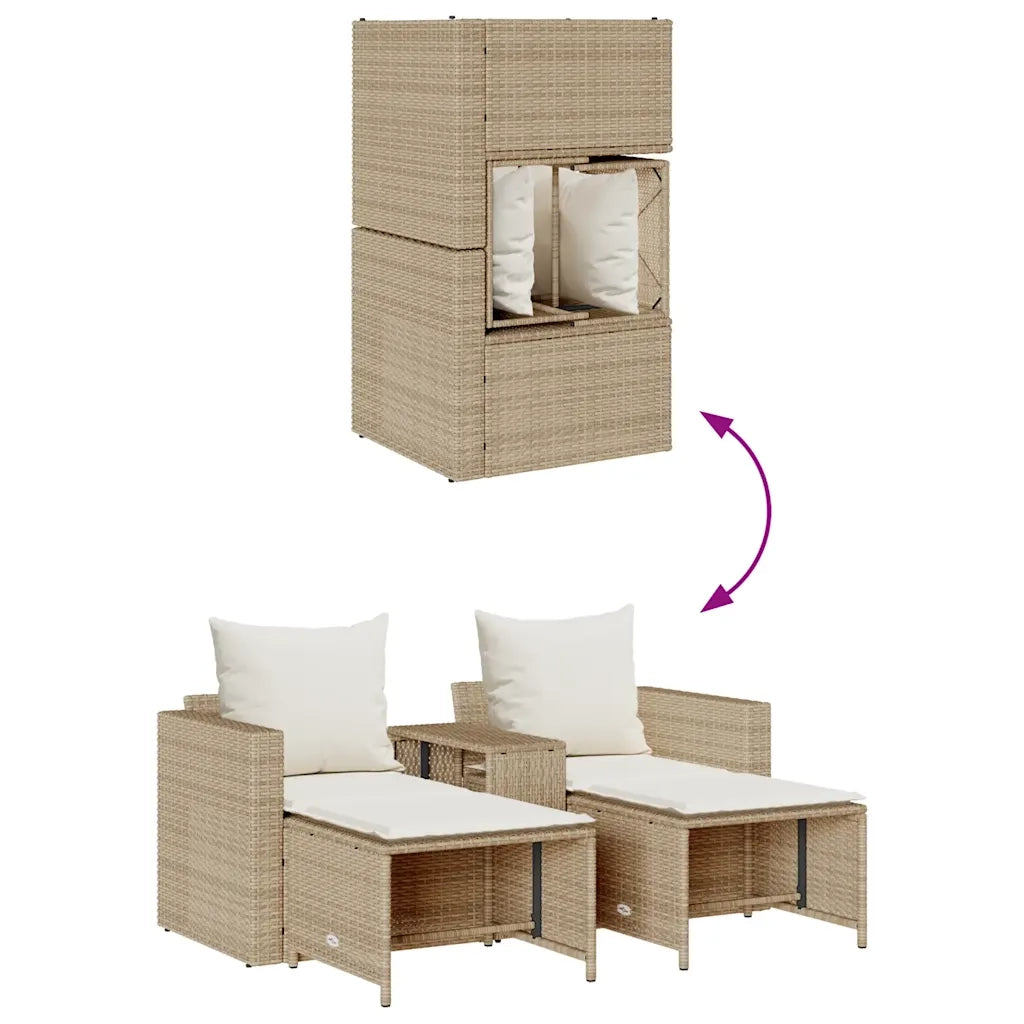 Set Divano da Giardino 5 pz con Cuscini Beige in Polyrattan 4104167