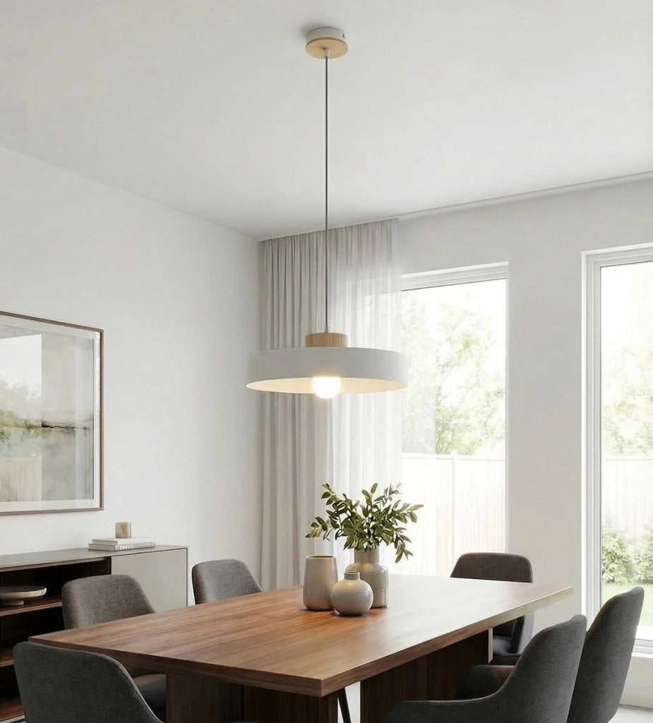 Lampada a sospensione KIVI japandi bianca legno 1xE27 Emibig