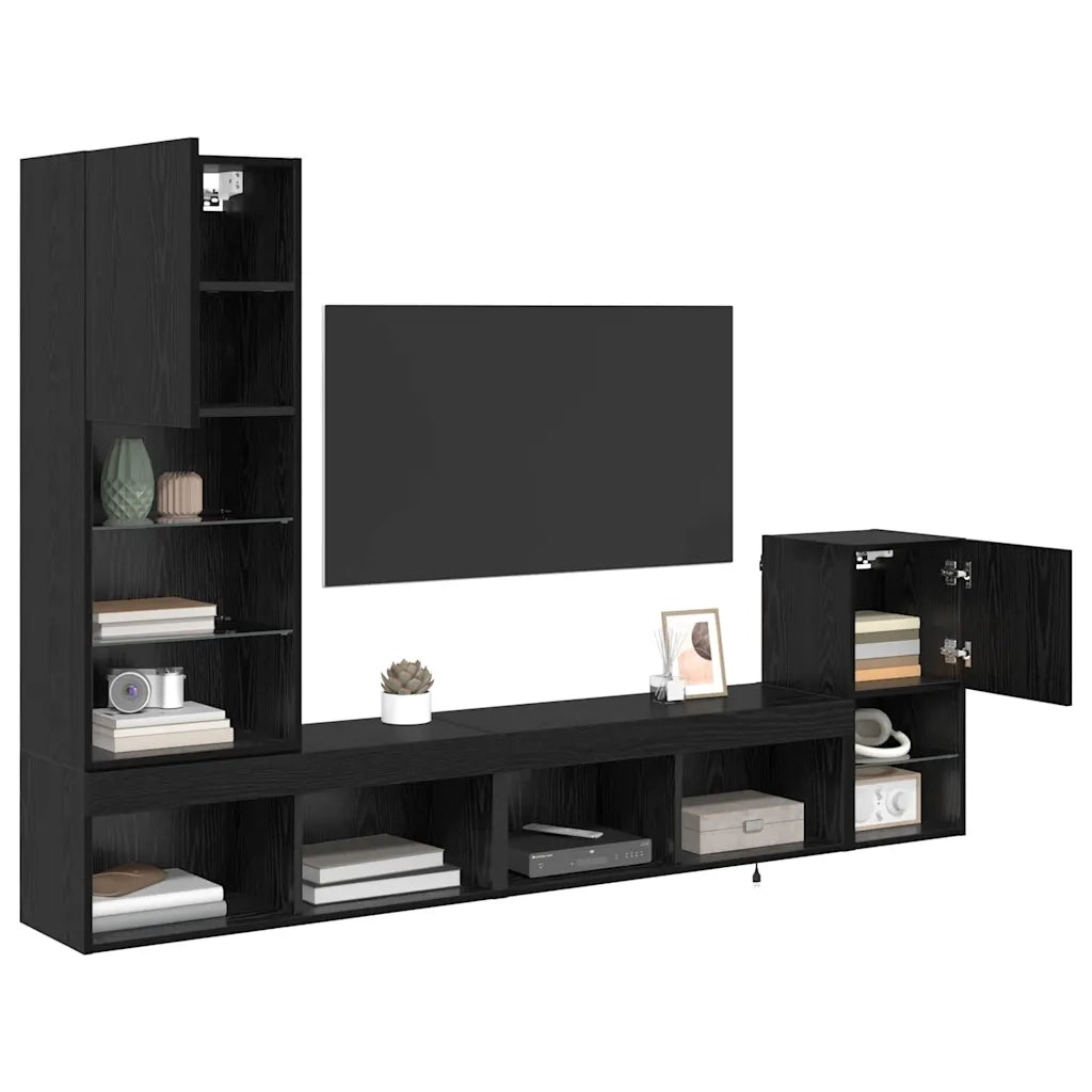 Unità per TV a Muro Rovere Nero Legno multistrato