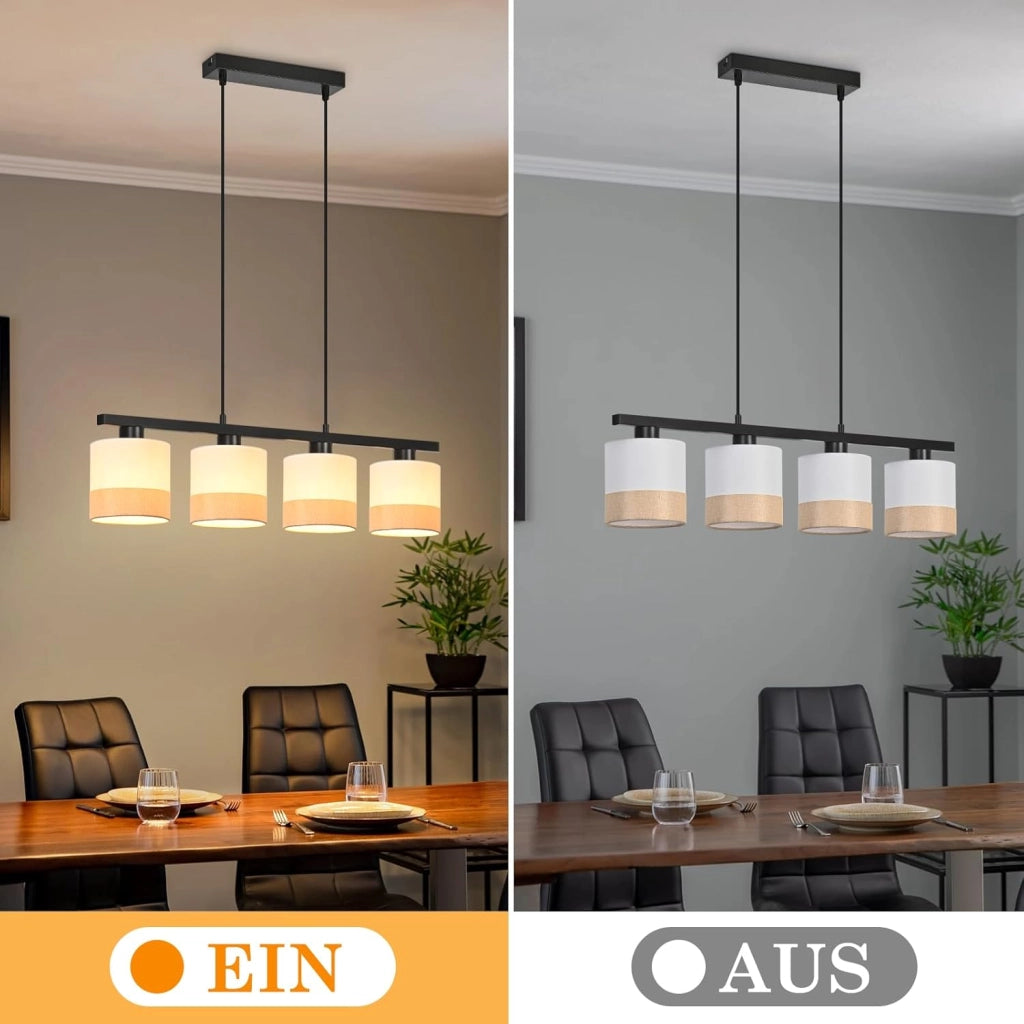 Lampada a Sospensione ZMH 4 fiamme E27 Bianco Vintage Altezza Regolabile Senza Lampadina