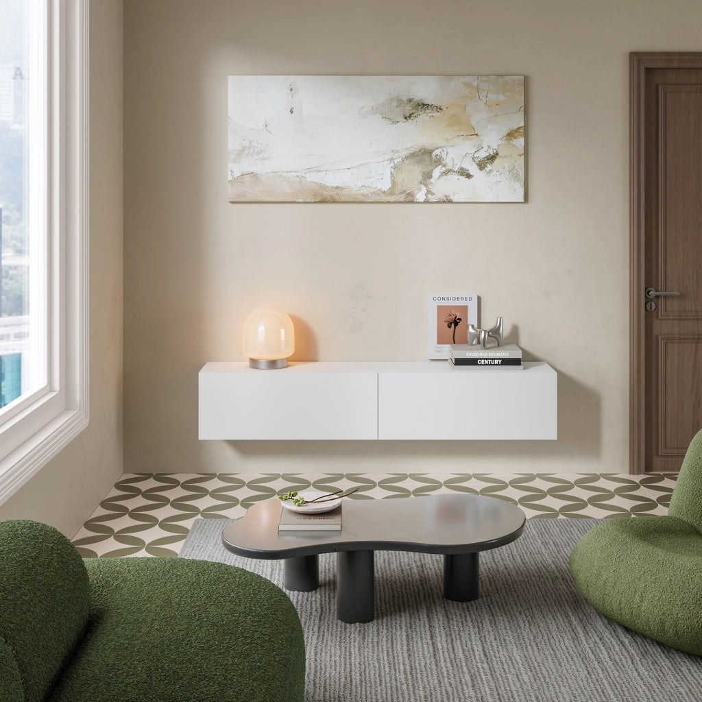 Mobile Pensile Evaton Porta TV da Parete 160 x 32 x 30 cm - Bianco Opaco [en.casa]