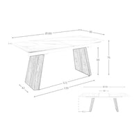 Tavolo da pranzo allungabile barile ovale marmo porcellanato e noce