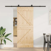 Porta scorrevole NARVIK Naturale e Nero 85 x 210 cm (213,5 cm) 3445222
