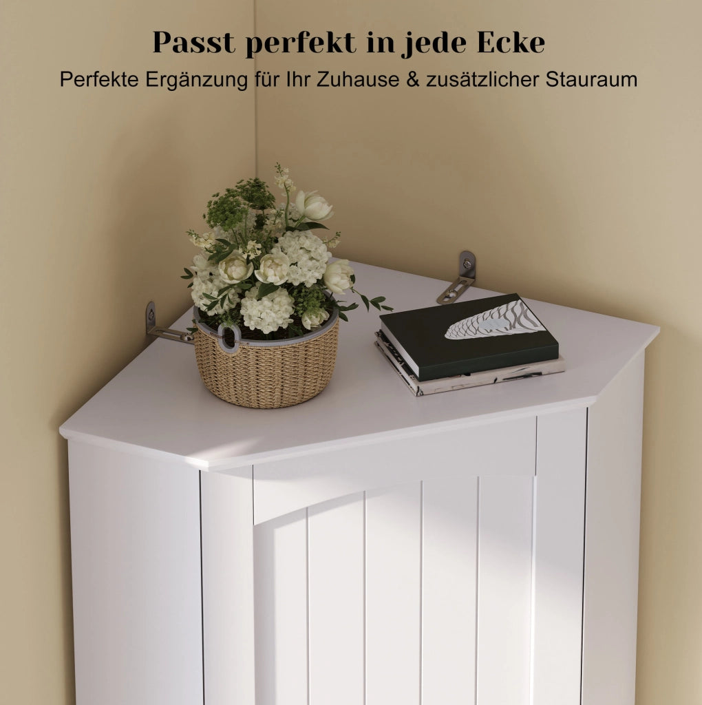 Mobile angolare alto in MDF bianco 42x42x166 cm