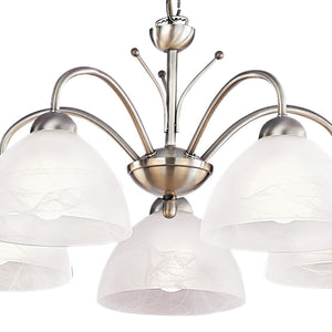 Lampadario Contemporaneo Milanese Acciaio Adjustable Vetro 5 Luci E14