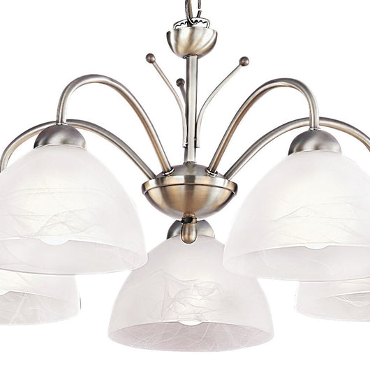 Lampadario Contemporaneo Milanese Acciaio Adjustable Vetro 5 Luci E14