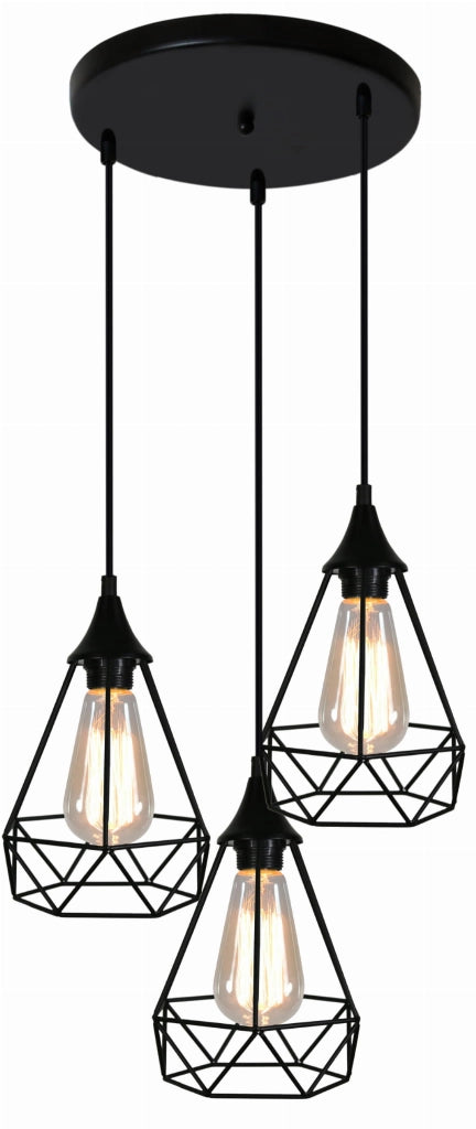 Lampadario Candellux Graf 33-62918 3xE27 nero metallo regolabile